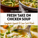 A bowl of Chicken Zoodle Soup showing a Homemade Chicken Soup with noodles, herbs, and tender chicken in a cozy Homemade Soup Recipe style.